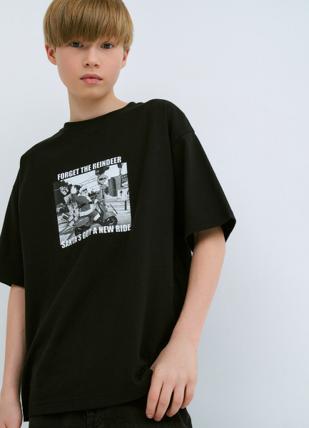 

Футболка с принтом для мальчиков, Черный