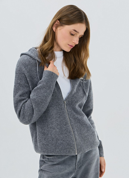 

Кардиган на молнии из пряжи с шерстью, Серый