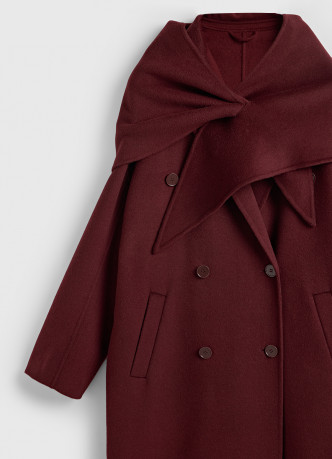 Пальто из смесовой шерсти с косынкой