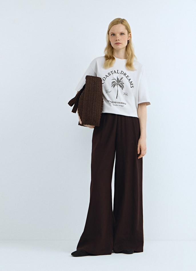 Широкие льняные брюки