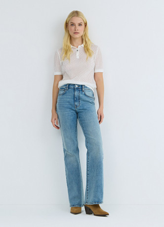 Джемпер поло из ажурной пряжи