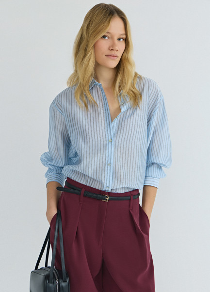 Блузка из лиоцелла в полоску Голубой 2999₽