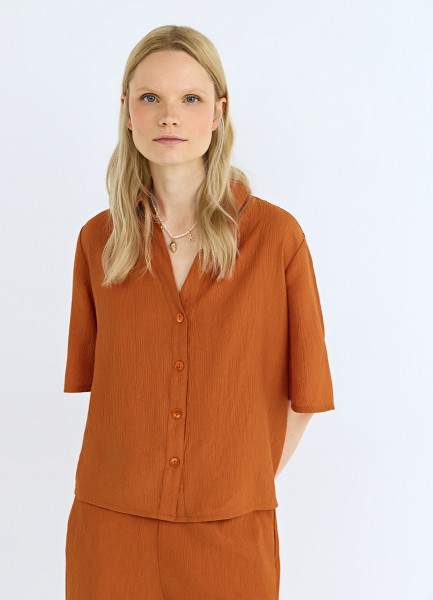Рубашка из жатой ткани, Оранжевый