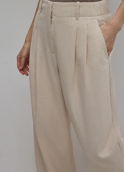 Широкие брюки из хлопка и льна, Бежевый O`Stin LP16A1O02-T2, размер 42 - фото 5