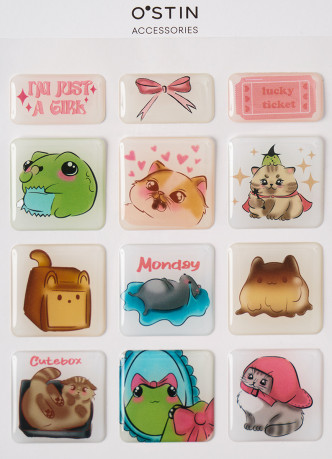 Набор 3D-наклеек для девочек, 12 шт.