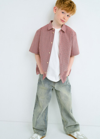 Рубашка из ткани с жатым эффектом для мальчиков