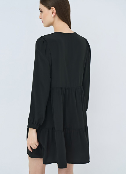 Свободное платье мини, Черный O`Stin LR4657O02-99 - фото 3