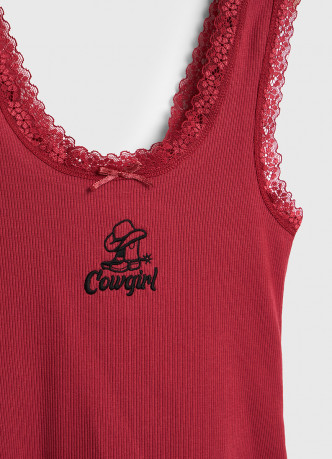 Майка в рубчик с кружевом для девочек