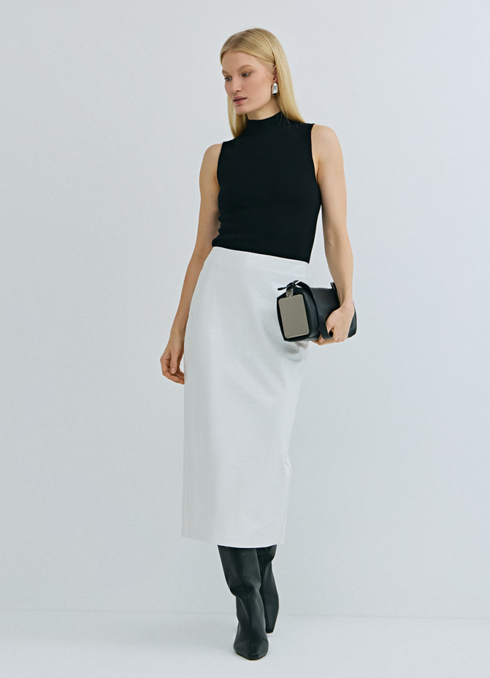 Прямая юбка миди из искусственной кожи