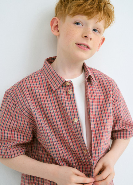 

Рубашка из ткани с жатым эффектом для мальчиков, Красный
