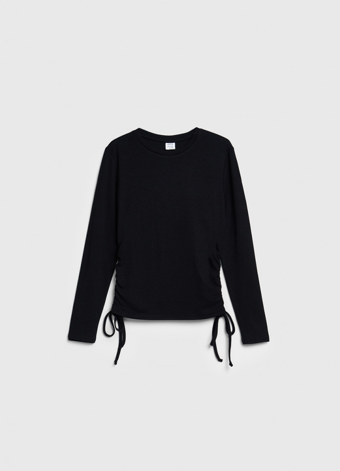 Лонгслив в рубчик с завязками для девочек