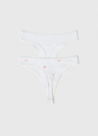 Трусы-танга из трикотажа пуантель с принтом, 2 шт.