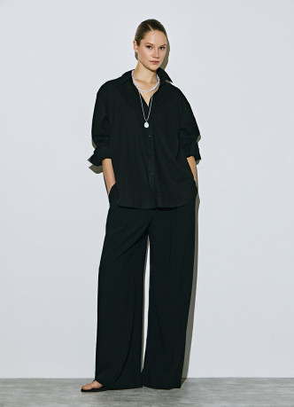 Рубашка с длинным рукавом из смесового льна