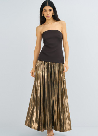 Юбка макси из ткани с эффектом жидкого золота