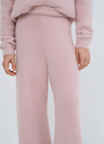 Широкие брюки с пушистым эффектом для девочек