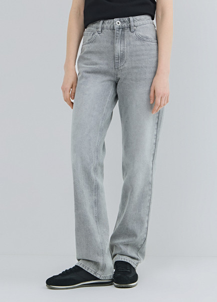 Прямые джинсы с высокой посадкой Серый 3599₽