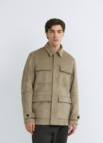 Куртка из искусственной замши с карманами