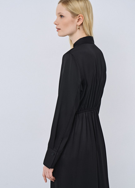 Платье-рубашка из сатина, Черный O`Stin LR4663O02-99 - фото 2