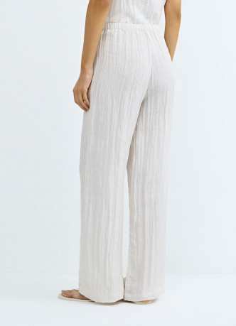 Жатые прямые брюки с эласничным поясом