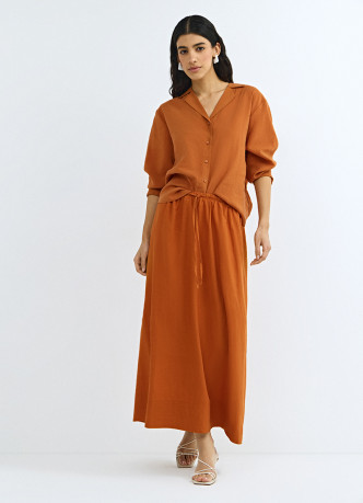 Юбка изо льна с поясом на кулиске