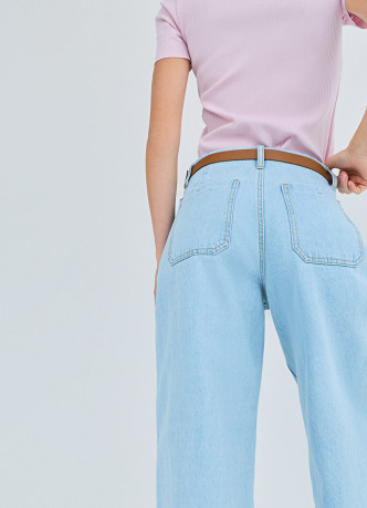 Укороченные джинсы Wide leg с ремнём