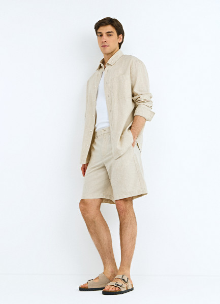 Шорты изо льна и хлопка, Бежевый