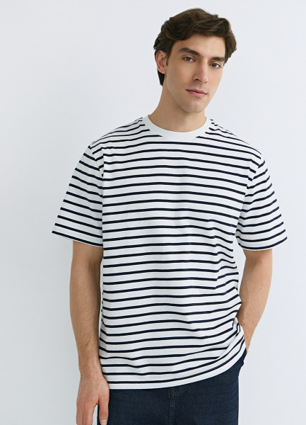 

Футболка из хлопка в полоску, Синий