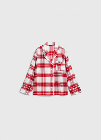 Пижамная рубашка в клетку из фланели