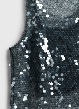 Сетчатый топ с пайетками для девочек