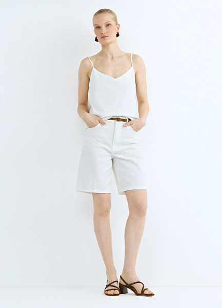 Шорты-бермуды с ремнём, Белый