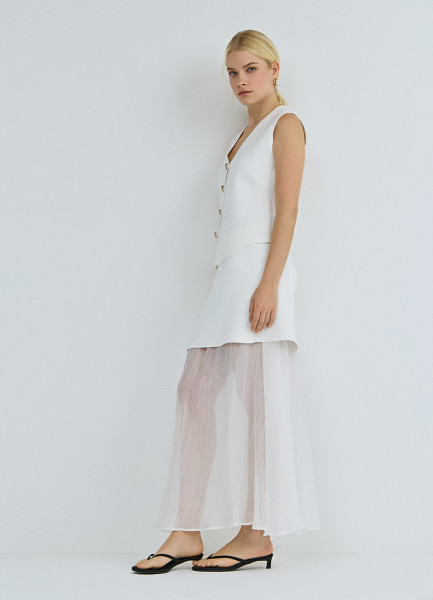 Двуслойная юбка с полупрозрачным подолом Белый 4999₽