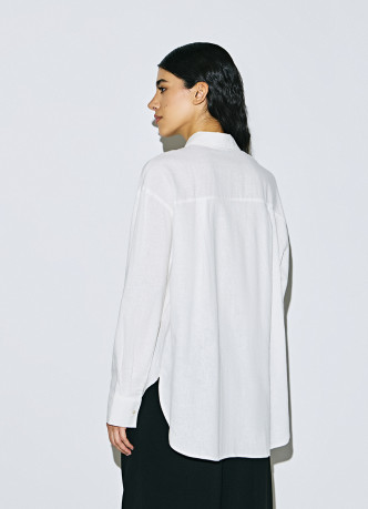 Рубашка с длинным рукавом из смесового льна