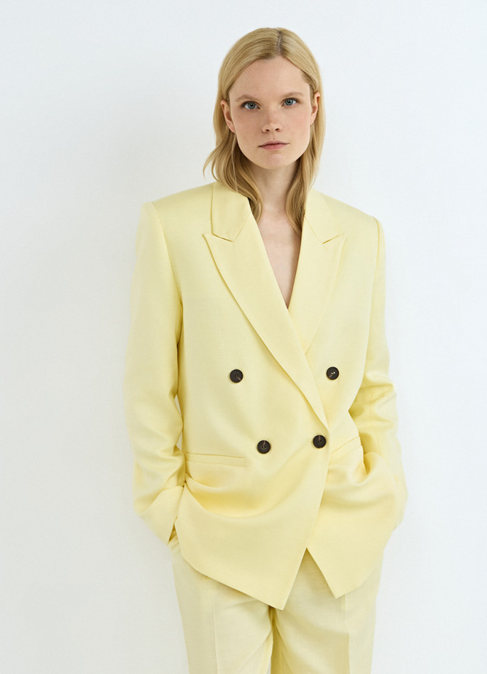 Двубортный жакет из лиоцелла и льна