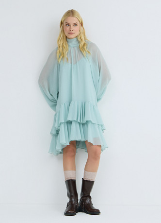 Платье мини с рюшами