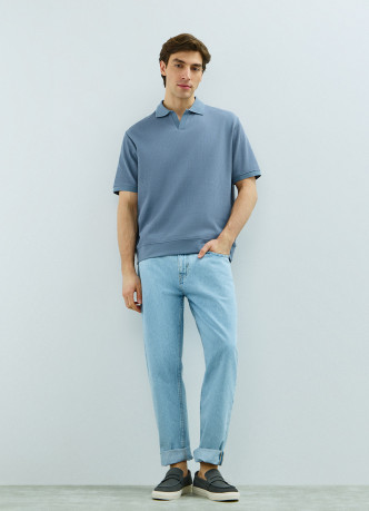 Поло из текстурной хлопковой ткани