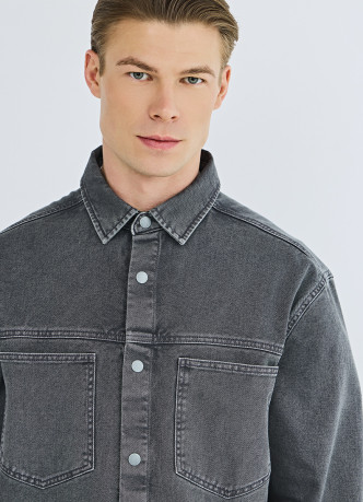 Куртка-рубашка из твила с карманами