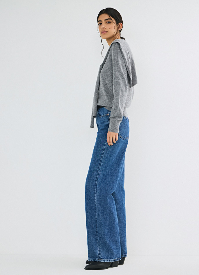 Широкие джинсы с высокой посадкой