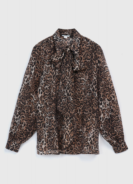 Блузка из лиоцелла с леопардовым принтом, Бежевый O`Stin LS1651O02-T4 - фото 7