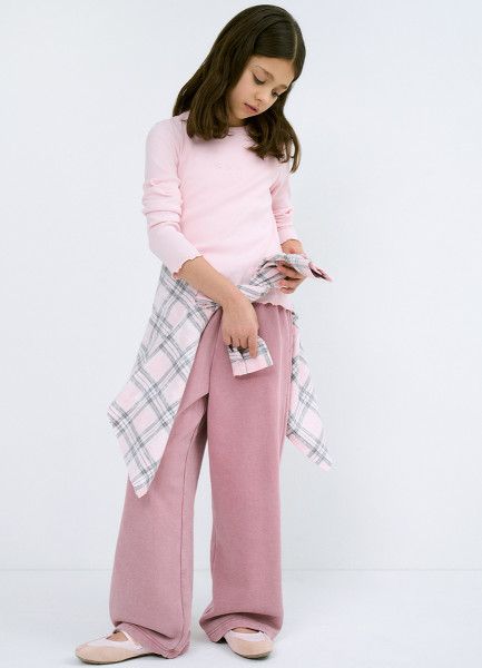 Лонгслив в рубчик для девочек Розовый 799₽