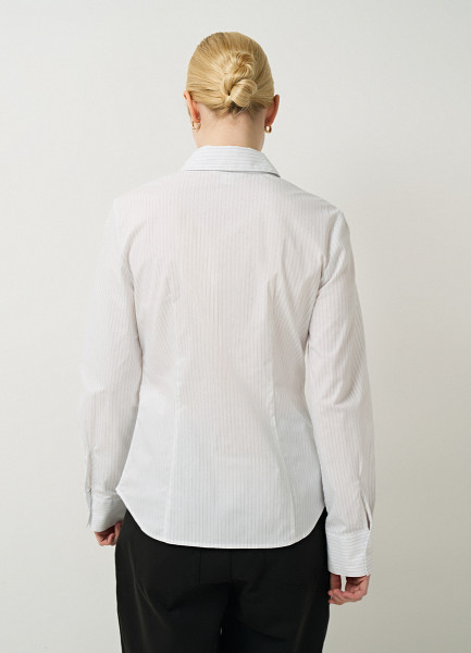 Приталенная рубашка из хлопка с эластаном, Белый O`Stin LS6661O02-01 - фото 3