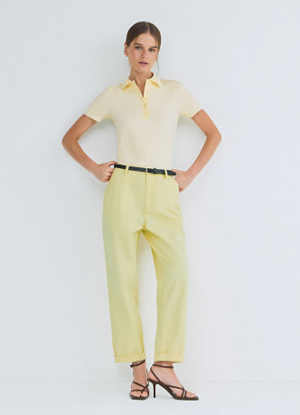 Поло в рубчик с коротким рукавом