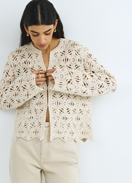 Кардиган кроше, Бежевый