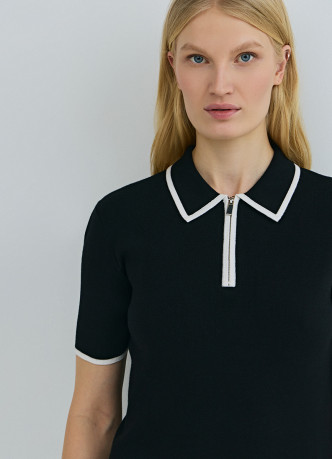 Джемпер с воротником поло на молнии