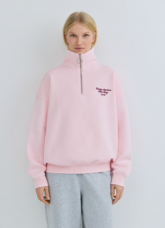 Свитшот с принтом и воротником на молнии