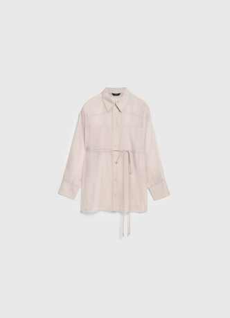 Полупрозрачная блузка из органзы с тонким поясом