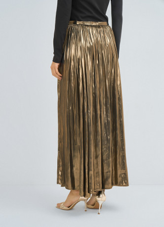 Юбка макси из ткани с эффектом жидкого золота
