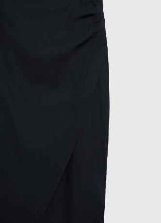 Льняная юбка миди с запахом