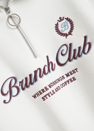 Свитшот с принтом и воротником на молнии