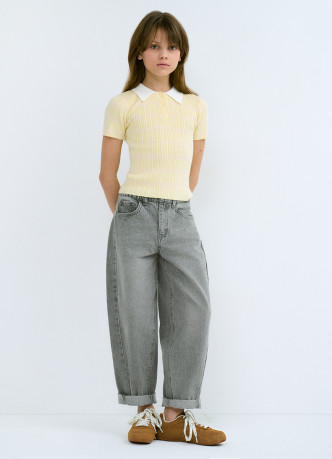 Вязаный джемпер с коротким рукавом для девочек