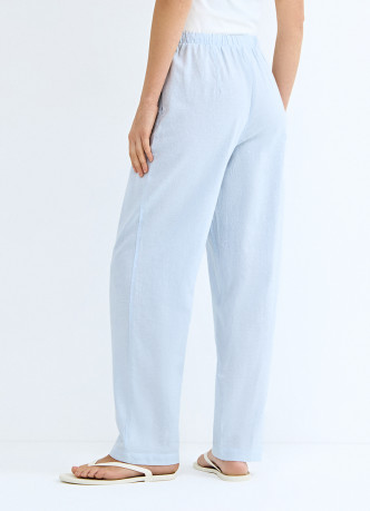Брюки изо льна с эластичным поясом